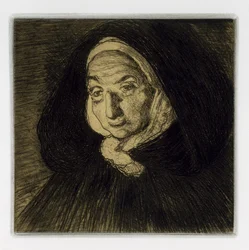 Mulher bretã, as luzes de Saint-Jean, 1911 (gravura e aquatinta em papel de capa)